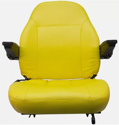 Zero Turn Lawn Mower Seat; Replacement Seat for Tractors, Fork Lifts, Skid Steers, UTV's, etc.; 25" H x 21.5" W x 24" D; Universal Slide System; Yellow; SU-440002YE
