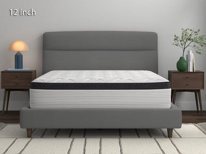 Spring Cream White Luxury Hybrid Mattress, Euro-Top | Made in The USA | Cooling Gel Memory Foam