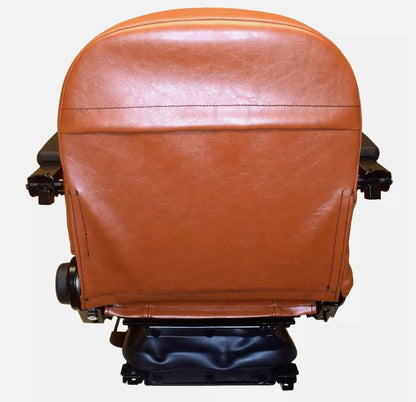 Suspension Seat for Skid Steers & Compact Tractors with Armrests; Compatible with Bobcat, Case, Caterpillar, Gehl, John Deere, Mustang, New Holland; Premium OEM Style Brown; 201111BR-M3