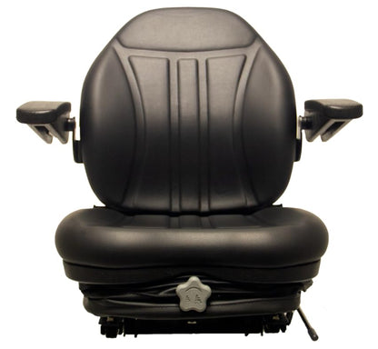 Zero Turn Mowers Replacement Seat with Suspension & Armrests; Compatible with Gravely Pro Master Series: 252M, 260H, 260M, 266H, 272H, 320, 3084; Black; SU-360000BK-GV3