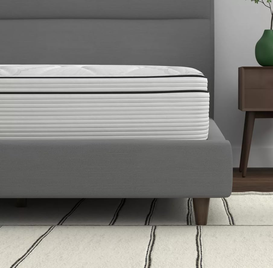 Spring Cream White Luxury Hybrid Mattress, Euro-Top | Made in The USA | Cooling Gel Memory Foam