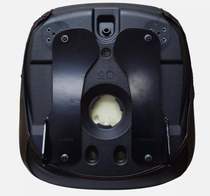 Replacement Seat for Tractors; Includes Flip-up Hinge; Compatible with Ford-New Holland Boomer, T, TC, TZ and Workmaster Series Tractors; Black Sewn Vinyl; 310000BK+901004-N