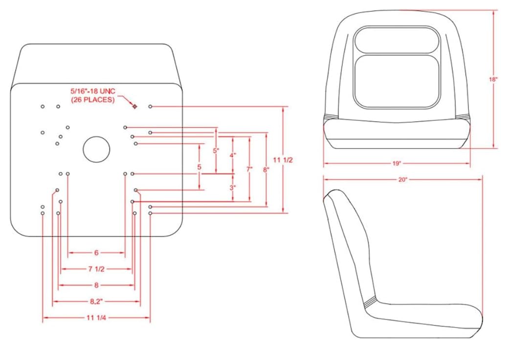 Lawn Mower Seat with Armrests; Compatible with AGCO, Allis Chalmers, Ariens, Cub Cadet, Dixie Chopper, Dixon, Exmark, Ferris, Grasshopper, & Gravely; 143001BK