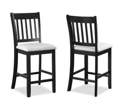 Counter Height Table and 4 Chairs | 5-Piece Set | Black & White