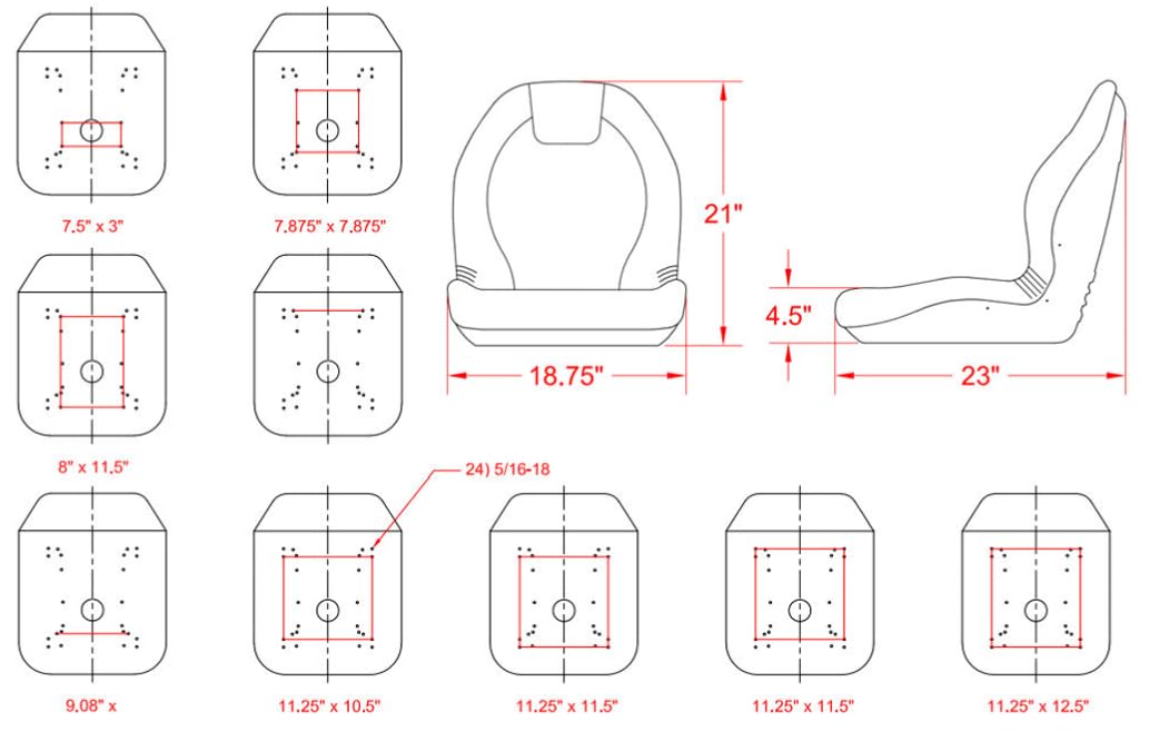 Lawn Mower Seat; Compatible with John Deere Tractors 165, 318, 2243, 2246, 2500, 2500A, 2500A Fairway, 2500B, 2500E, 2500E Fairway, 2520A, 2653, 2653A, 2653B, 3215, 3215A, 3215 Fairway; 149000YE-JM3