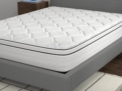 Spring Cream White Luxury Hybrid Mattress, Euro-Top | Made in The USA | Cooling Gel Memory Foam