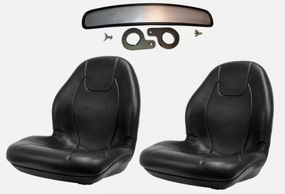 UTV Replacement Seats; (2 Seats); Compatible with Yamaha 450, 660, & 700; Black; (+ Mirror Kit that fits 1-3/4 inch roll bars) blow-molded industrial shells; SU-149000BK-M4(x2)
