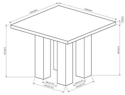Square Counter Height Chic Faux Marble Table and 4 Chairs | 5-Piece Set | White, Gray, Silver, Black