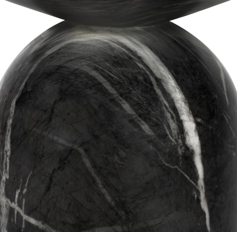 Modern End Table – Reinforced Resin with Faux Marble Finish – Round Side Table - Weatherproof | 19'' H X 17.5'' W X 17.5'' D