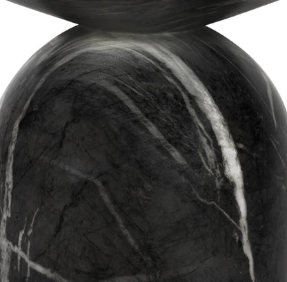 Modern End Table – Reinforced Resin with Faux Marble Finish – Round Side Table - Weatherproof | 19'' H X 17.5'' W X 17.5'' D