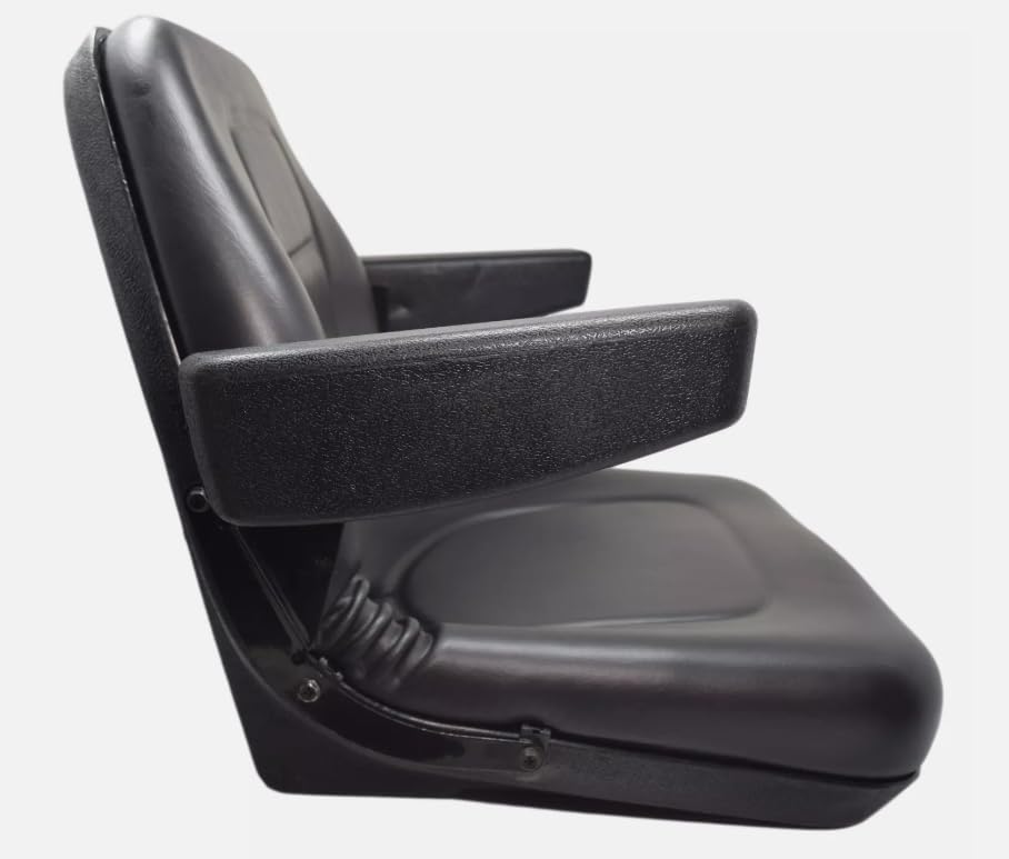 Lawn Mower Seat with Armrests; Compatible with Husqvarna, Hustler, Jacobsen, John Deere, Kubota, New Holland, SCAG, Toro, Woods; (If the Bolt-Hole Patterns Don't Match, Drilling is Required); 143001BK