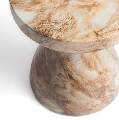 Modern Faux Marble End Table for Indoor and Outdoor | Weatherproof | 17'' H x 16.0'' W x 16.0'' D