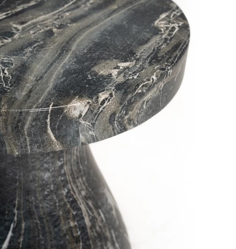 Modern Faux Marble End Table for Indoor and Outdoor | Weatherproof | 17'' H x 16.0'' W x 16.0'' D