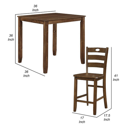 Counter Height Table and 4 Chairs | 5-Piece Set | Rich Woodgrain Finish