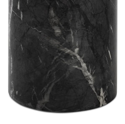 Modern End Table – Reinforced Resin with Faux Marble Finish – Round Side Table - Weatherproof | 19'' H X 17.5'' W X 17.5'' D