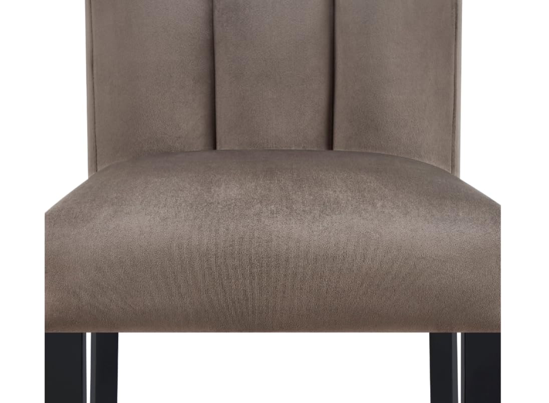 Chic Faux Marble Counter Height Table and 4 Upholstered Chairs | 5-Piece Set | Black, White, Cream, Brown, Beige, Tan