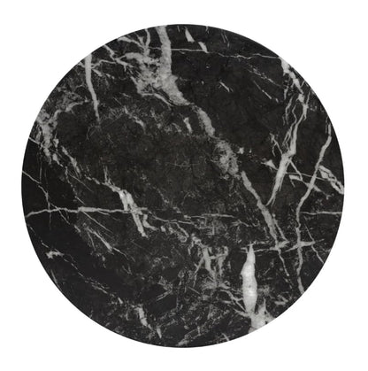 Modern End Table – Reinforced Resin with Faux Marble Finish – Round Side Table - Weatherproof | 19'' H X 17.5'' W X 17.5'' D