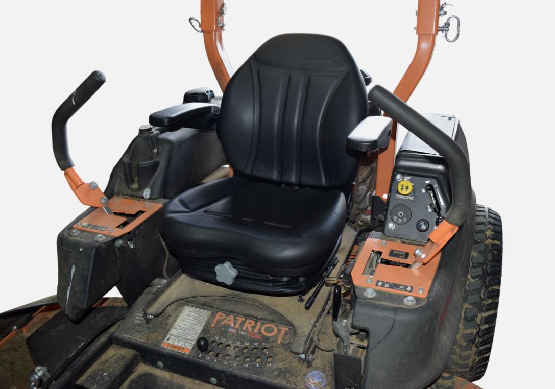 Zero Turn Mowers Replacement Seat with Suspension & Armrests; Compatible with Gravely Pro Master Series: 252M, 260H, 260M, 266H, 272H, 320, 3084; Black; SU-360000BK-GV3