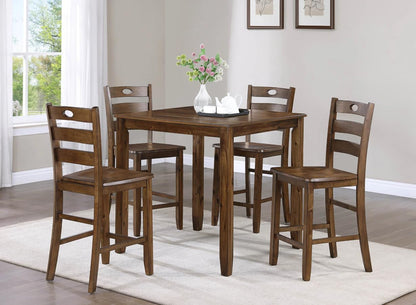 Counter Height Table and 4 Chairs | 5-Piece Set | Rich Woodgrain Finish