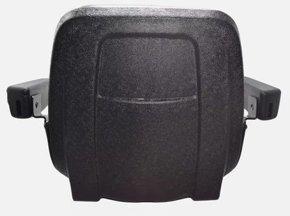 Skid Steer Seat with Armrests; Replacement Skid Loader Seat Compatible with Caterpillar (216, 226, 242, 246), John Deere (70, 125, 240, 7775, 8875), & Komatsu; 18.9 inch high; Black Vinyl; 143001BK