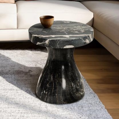 Modern Faux Marble End Table for Indoor and Outdoor | Weatherproof | 17'' H x 16.0'' W x 16.0'' D