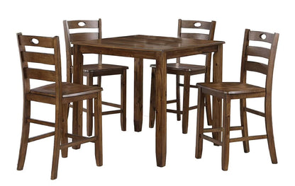 Counter Height Table and 4 Chairs | 5-Piece Set | Rich Woodgrain Finish
