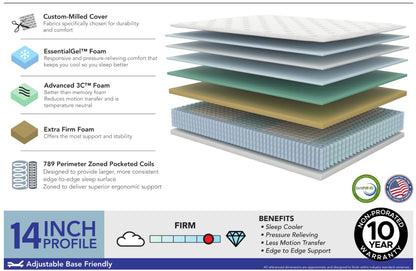 American Bedding Anabella Pressure Relieving 14 inch Luxury Hybrid Mattress | Made in The USA