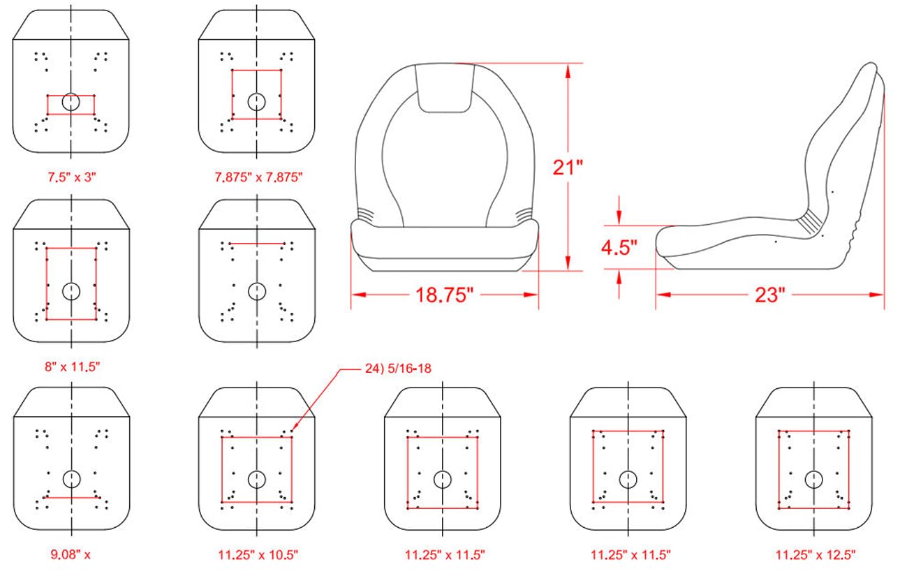 Zero Turn Mower Seat; Replacement Seat for Tractor's, UTV's, etc.; Waterproof; 21" H x 18.75" W x 23" D; Black; Multiple Bolt-Hole Configurations; Drilling May Be Required; 149000BK