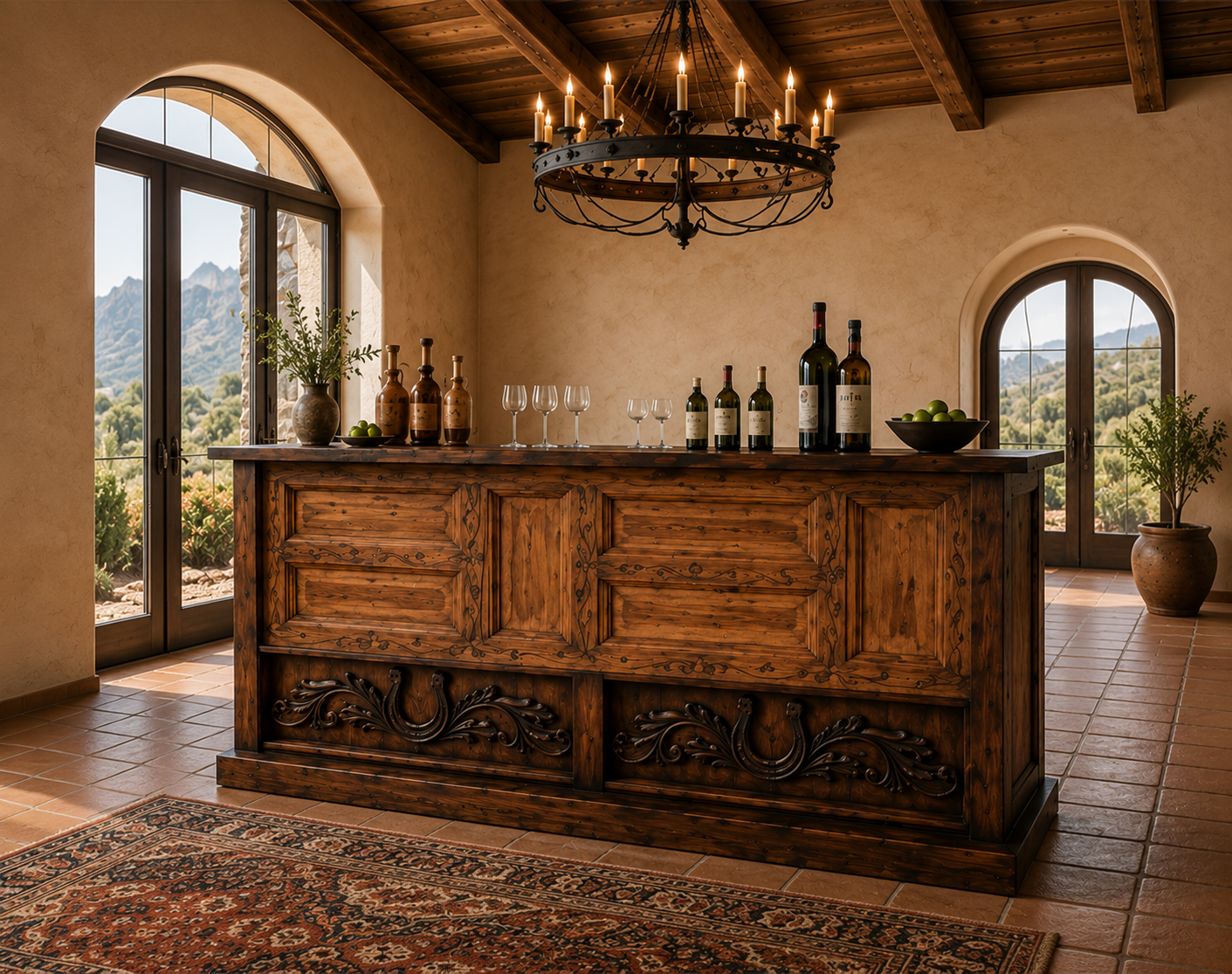 Lonestar Horseshoe Home Bar with Built-In Wine Rack