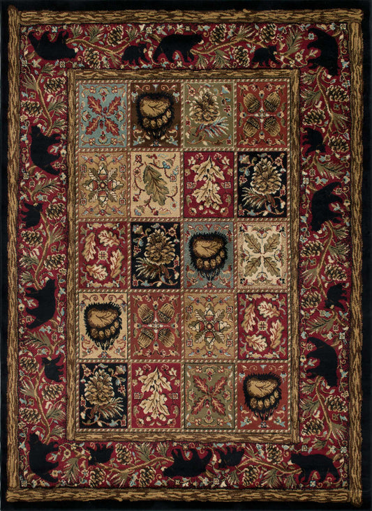 American Destinations Masters Lodge Ebony 7'10"x9'10" Area Rug | 100% Polypropylene | Machine Loomed | 10 mm pile height
