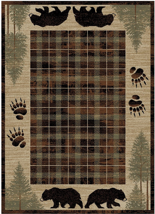 American Destinations Big Timber Brown 5'3"x7'3" Area Rug | 100% Polypropylene | Machine Loomed | 10 mm pile height