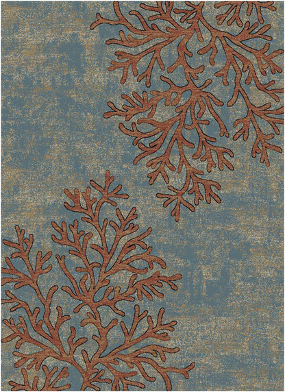 American Destinations Coral Springs Blue 5'3"x7'3" Area Rug | 100% Polypropylene | Machine Loomed | 10 mm pile height