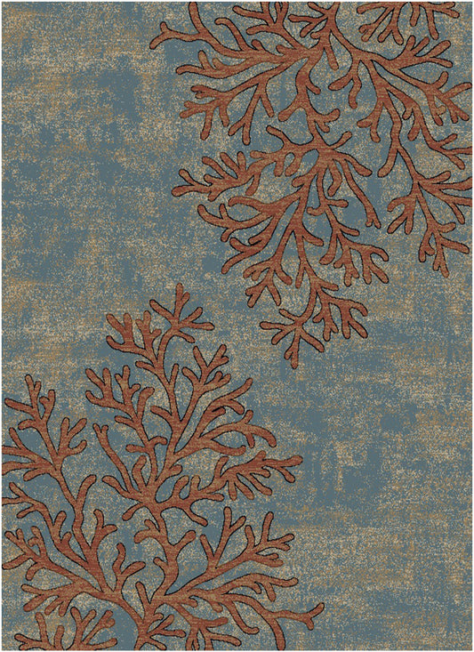 American Destinations Coral Springs Blue 5'3"x7'3" Area Rug | 100% Polypropylene | Machine Loomed | 10 mm pile height