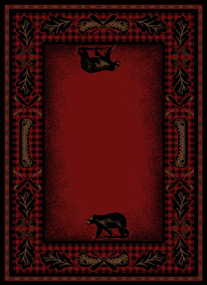 American Destinations Woodlands Plaid Claret 7'10"x9'10" Area Rug | 100% Polypropylene | Machine Loomed | 10 mm pile height