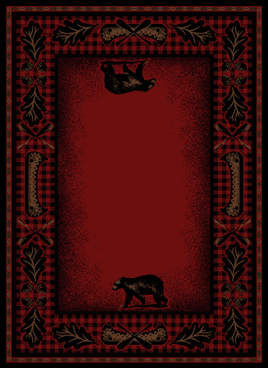 American Destinations Woodlands Plaid Claret 7'10"x9'10" Area Rug | 100% Polypropylene | Machine Loomed | 10 mm pile height