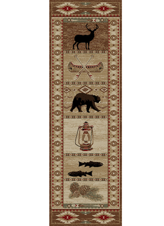 American Destinations River Camp Multi 2'3"x7'7" Area Rug | 100% Polypropylene | Machine Loomed | 10 mm pile height