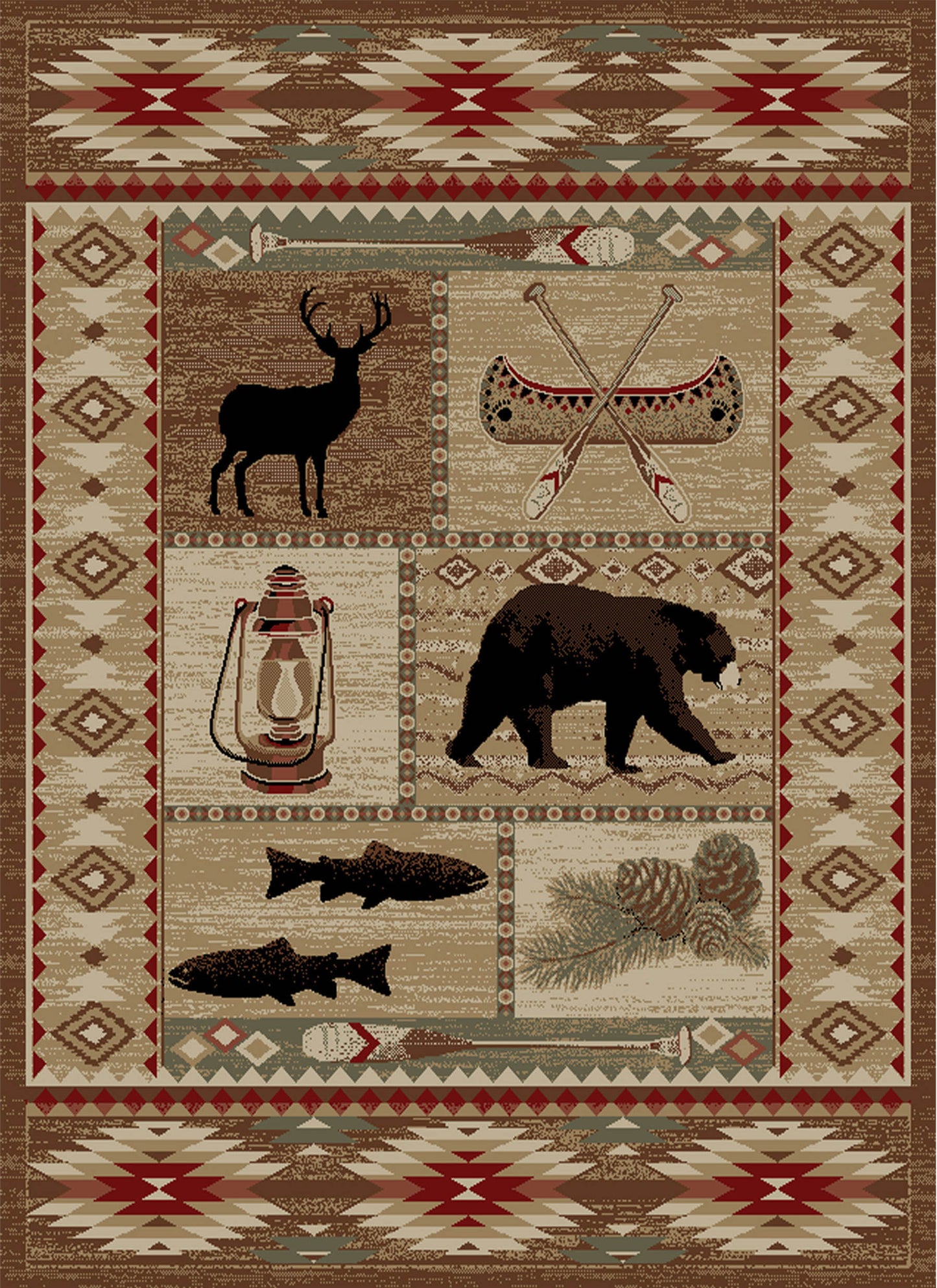 American Destinations River Camp Multi 7'10"x9'10" Area Rug | 100% Polypropylene | Machine Loomed | 10 mm pile height