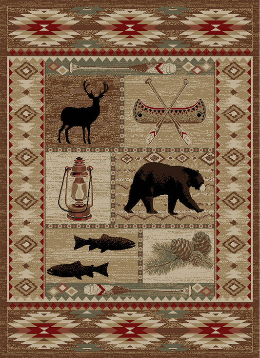 American Destinations River Camp Multi 7'10"x9'10" Area Rug | 100% Polypropylene | Machine Loomed | 10 mm pile height