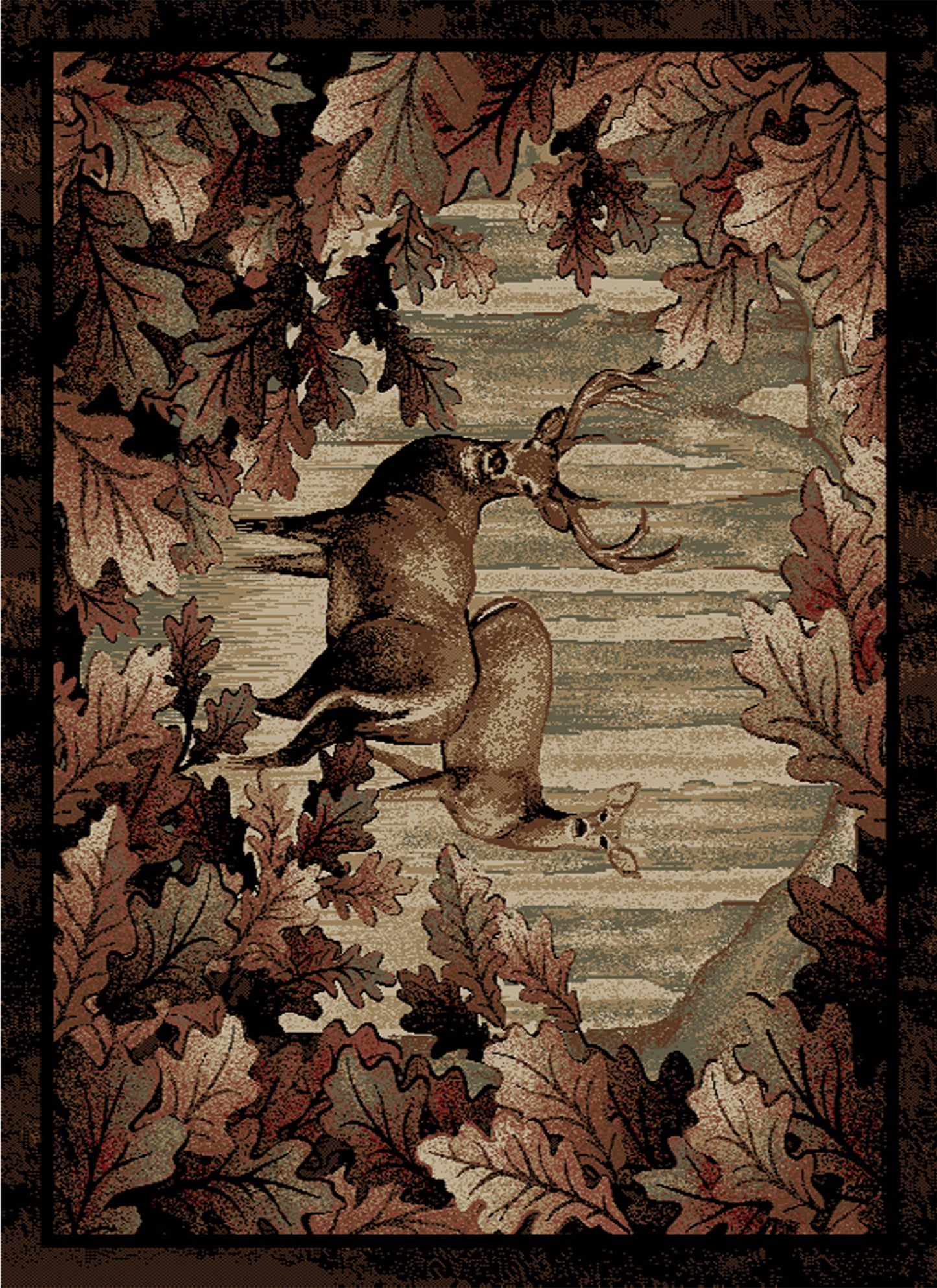 American Destinations Whitetail Woods Multi 7'10" Round Area Rug | 100% Polypropylene | Machine Loomed | 10 mm pile height