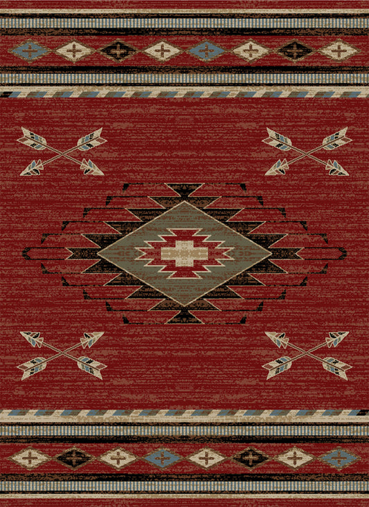 American Destinations Arrowhead Red 5'3"x7'3" Area Rug | 100% Polypropylene | Machine Loomed | 10 mm pile height