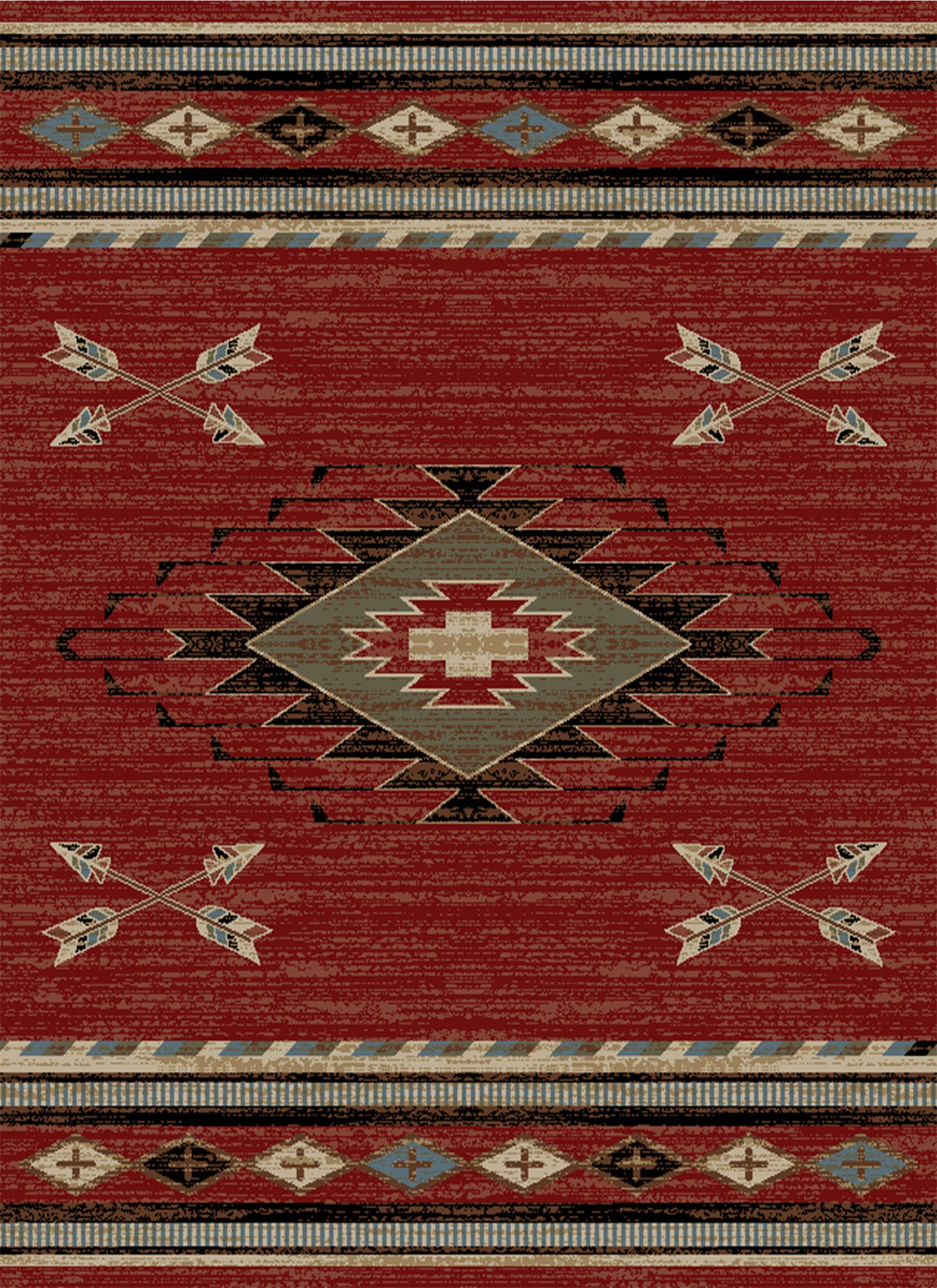 American Destinations Arrowhead Red 5'3"x7'3" Area Rug | 100% Polypropylene | Machine Loomed | 10 mm pile height