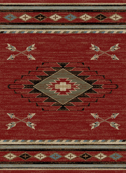 American Destinations Arrowhead Red 5'3"x7'3" Area Rug | 100% Polypropylene | Machine Loomed | 10 mm pile height