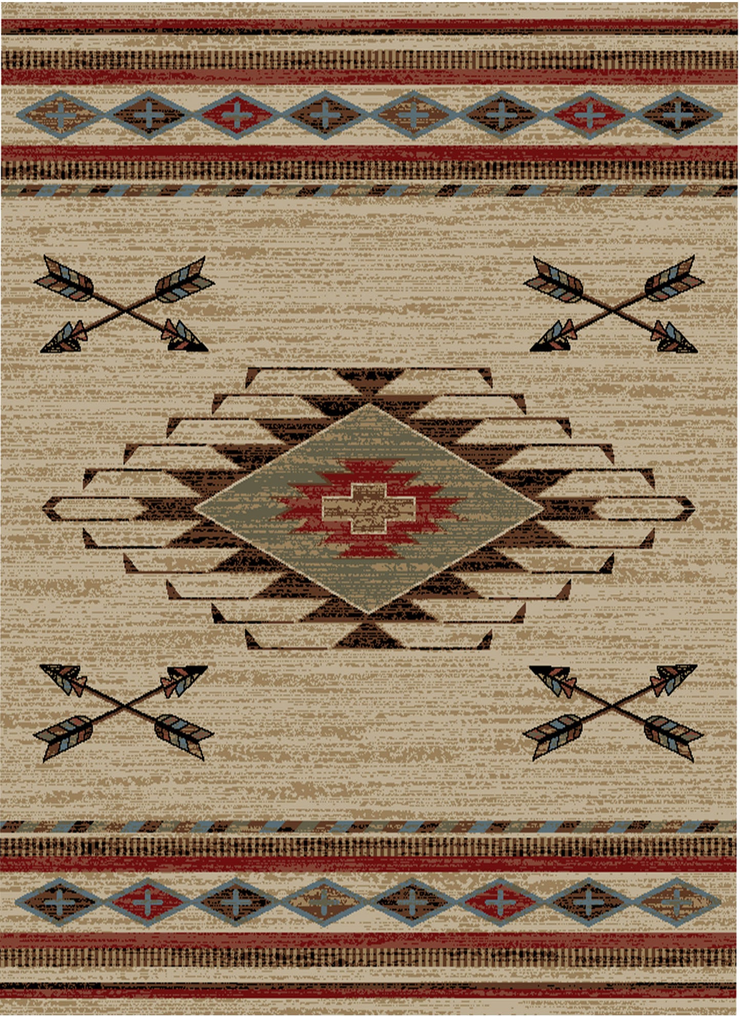 American Destinations Arrowhead Antique 2'3"x7'7" Area Rug | 100% Polypropylene | Machine Loomed | 10 mm pile height