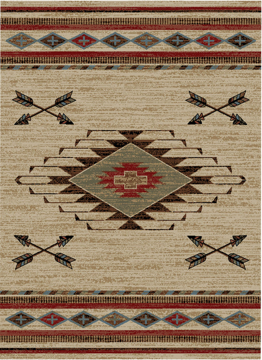 American Destinations Arrowhead Antique 2'3"x7'7" Area Rug | 100% Polypropylene | Machine Loomed | 10 mm pile height