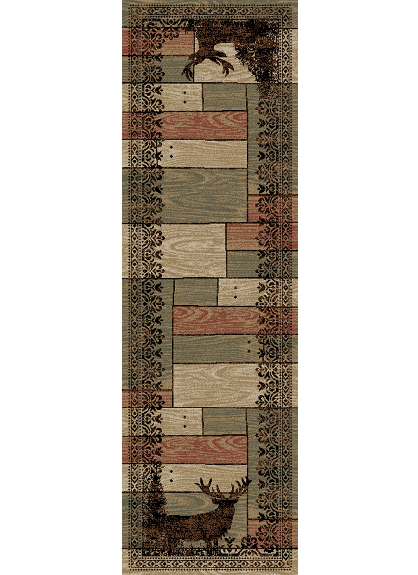 American Destinations Woodgrain Multi 7'10"x9'10" Area Rug | 100% Polypropylene | Machine Loomed | 10 mm pile height