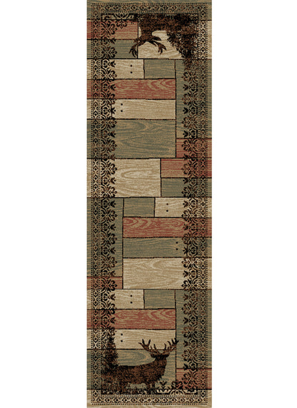 American Destinations Woodgrain Multi 7'10"x9'10" Area Rug | 100% Polypropylene | Machine Loomed | 10 mm pile height