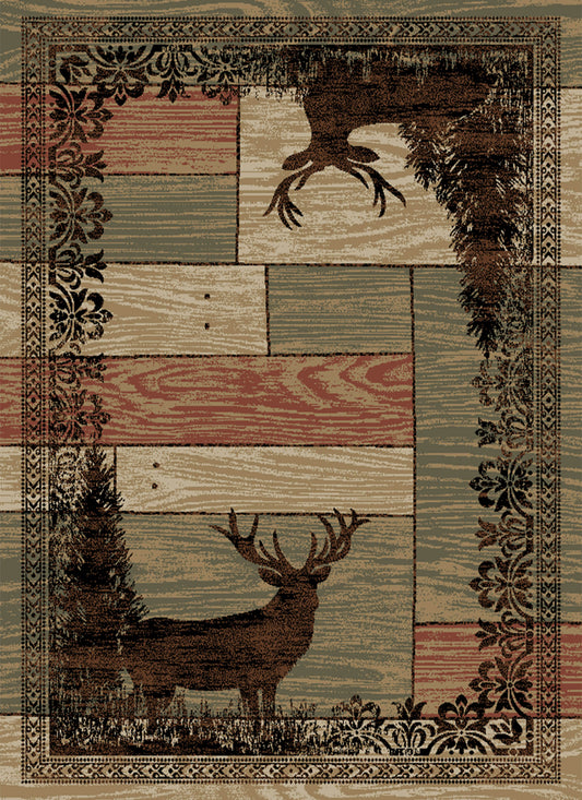 American Destinations Woodgrain Multi 7'10"x9'10" Area Rug | 100% Polypropylene | Machine Loomed | 10 mm pile height