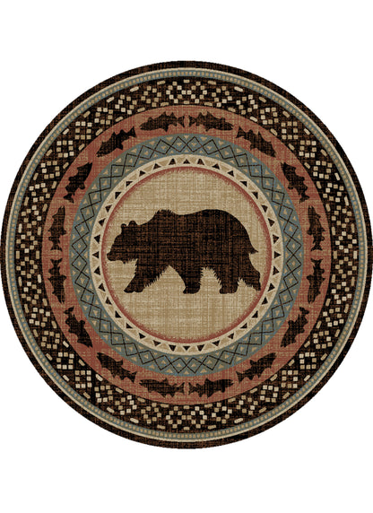 American Destinations Asheville Multi 7'10" Round Area Rug | 100% Polypropylene | Machine Loomed | 10 mm pile height