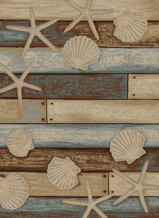 American Destinations Sea Life 7'10"x9'10" Area Rug | 100% Polypropylene | Machine Loomed | 10 mm pile height