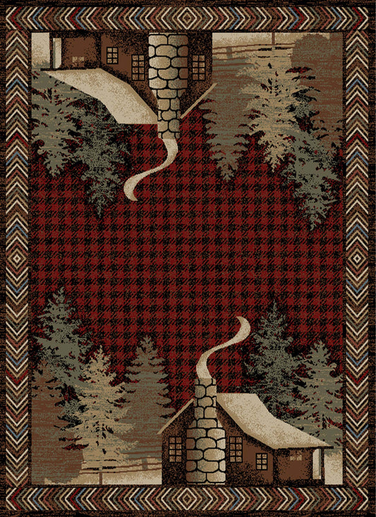 American Destinations Lost Cove Red 2'3"x3'3" Area Rug | 100% Polypropylene | Machine Loomed | 10 mm pile height